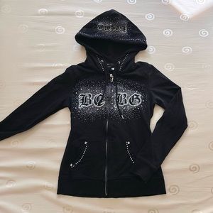 Y2k black rhinestone BCBG Maxazria track lounge jacket🎱